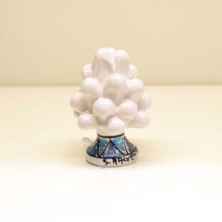 Bomboniera laurea con pigna montata a mano da 6 cm bianco