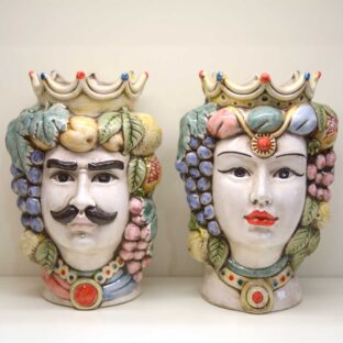 Coppia Teste di moro decoro vintage