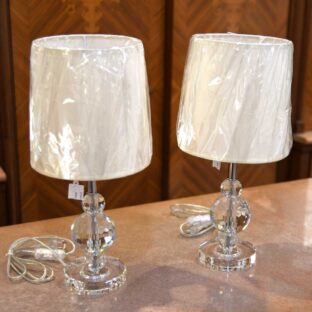 Coppia Lumetti Con Paralume Beige