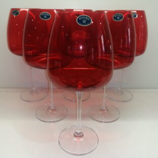 6 Calici Vino Colore Rosso
